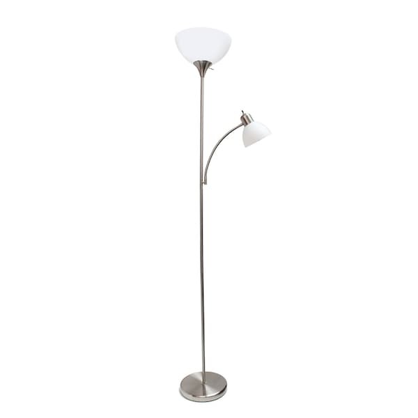 Simple Designs Brushed Nickel Floor Lamp with Reading Light LF2000-BSN - main
